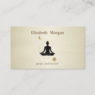 Carte De Visite Fille de yoga professionnelle élégante lune soleil