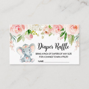 Carte De Visite Fille Eléphant Baby shower Déchets Raffle