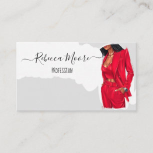 Carte de visite Fille en robe rouge