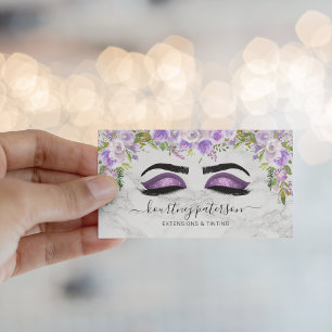 Carte De Visite Fille Lashes Artiste maquillage Violet Floral