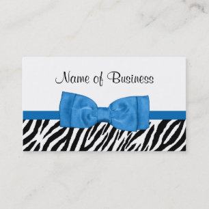 Carte De Visite Fille moderne Zebra Imprimer Plutôt Bleu Clair Bow