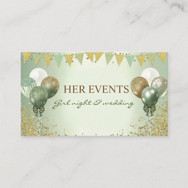Carte De Visite Fille nuit & mariage Greenery Party (Devant)