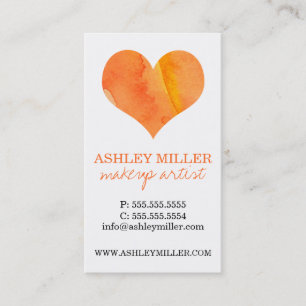 Carte De Visite Fille Orange Aquarelle Coeur Polka Arrière - plan