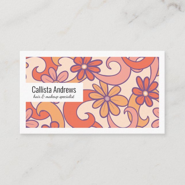 Carte De Visite Fille rose orange rose orange Fleurs Super (Devant)