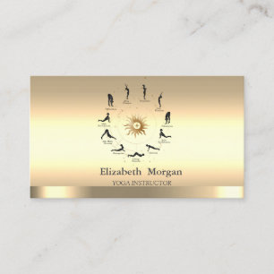 Carte De Visite Fille silhouette instructrice de yoga au soleil do