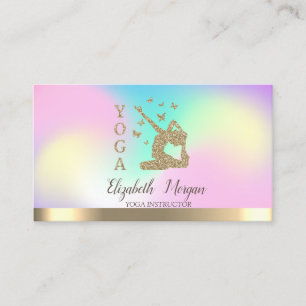 Carte De Visite Fille Silhouette Ombre Instructrice de Yoga Hologr
