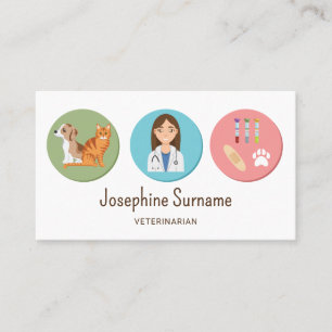 Carte De Visite Fille Vétérinaire Et Animaux De Compagnie Avec Du