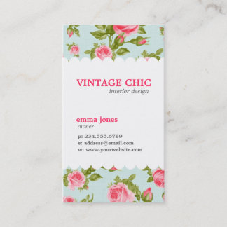 Carte De Visite Fille Vintage Rose Floral Print