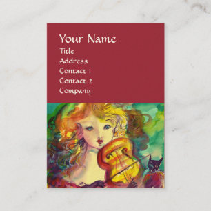 CARTE DE VISITE FILLE, VIOLON ET CAT DE VIOLONISTE