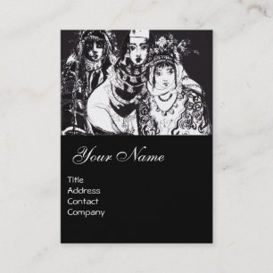 Carte De Visite FILLES ANATOLIENNES Dessin de mode Black White Pea