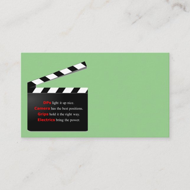 Carte De Visite Film Crew Il n'y a pas de DP comme (Devant)