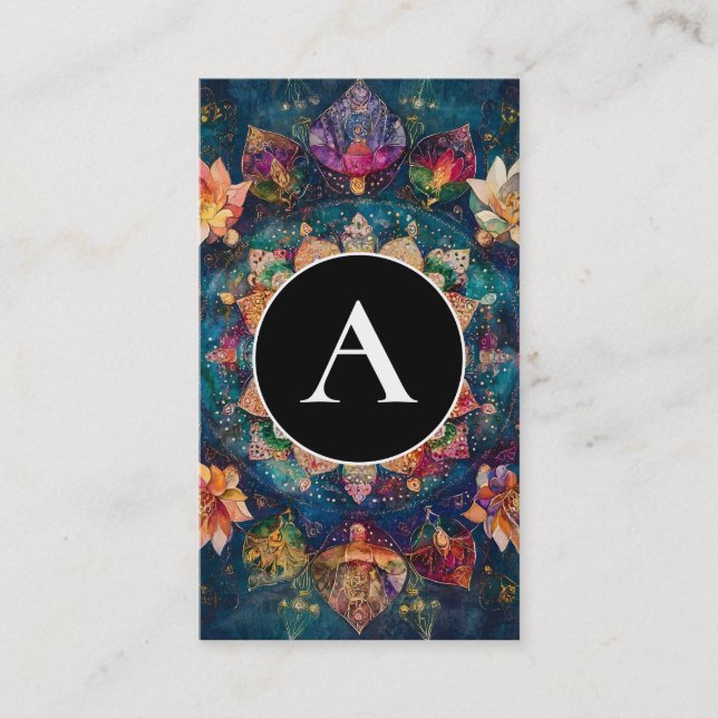 Carte De Visite Fils de Lumière | Dessin de Mandala Floral (Devant)
