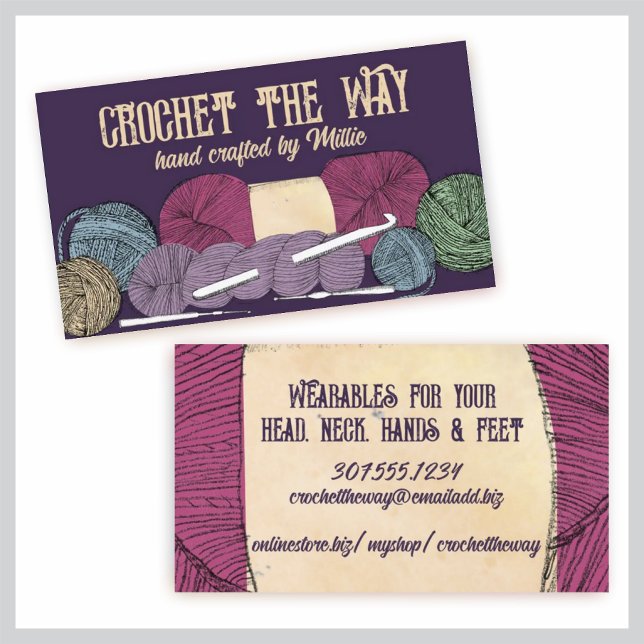 Carte De Visite Fils tordus à la main hank skein crochets (Créateur téléchargé)