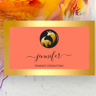 Carte De Visite Finance Consulting Broker Bufalo Bear Gold Frame