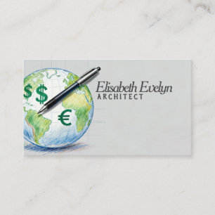 Carte De Visite Finance mondiale : stylo et symboles monétaires su
