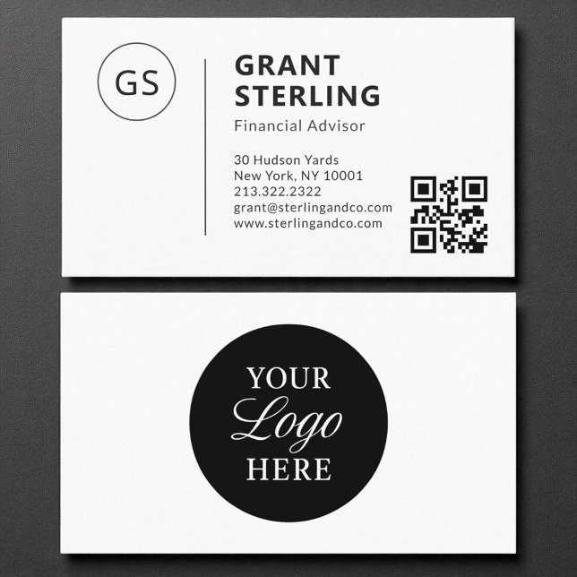 Carte De Visite Financial Advisor Code QR Logo de l'entreprise (Créateur téléchargé)