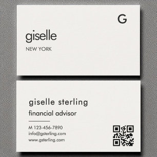 Carte De Visite Financial Advisor Luxury QR Code Monogramme