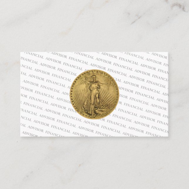 Carte De Visite Financial Advisor Money Management Gold Coin Pro (Devant)