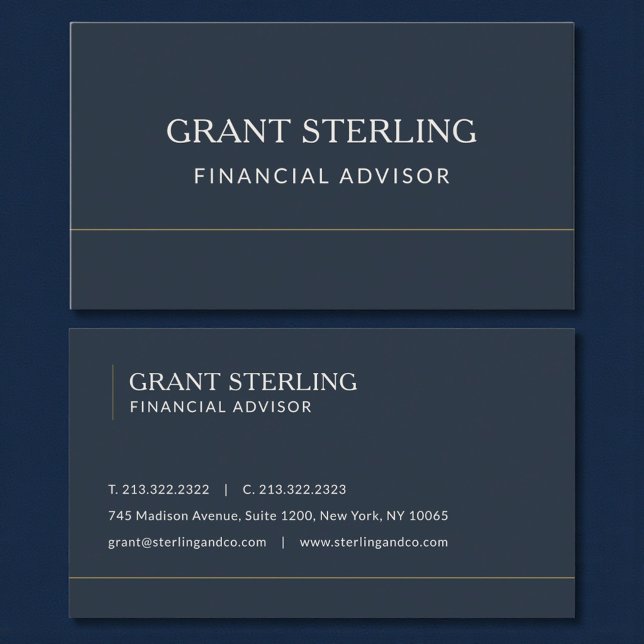 Carte De Visite Financial Advisor Navy Blue Professional (Créateur téléchargé)