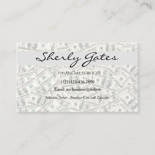 Carte De Visite financial services editable card (Devant)