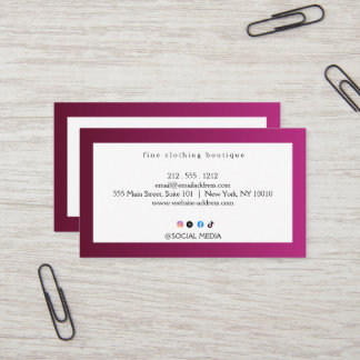 Carte De Visite Fine Clothing Boutique Business Card Modern 