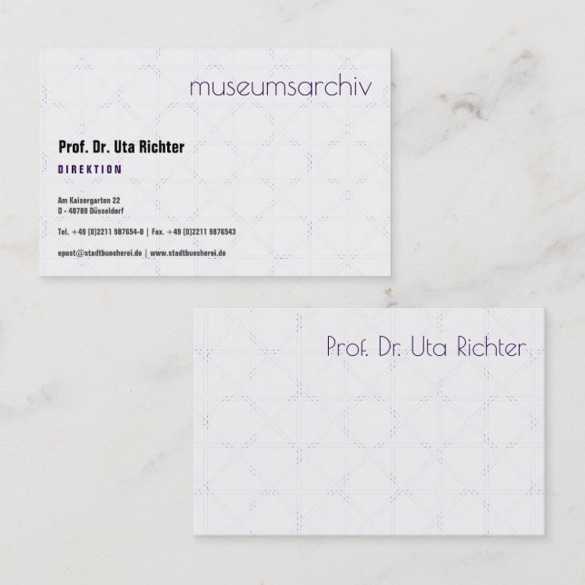 Carte De Visite finement à motifs, clair, bien lisible (Devant / Derrière)
