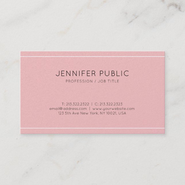Carte De Visite Finition de perle élégante rose luxe de luxe (Devant)