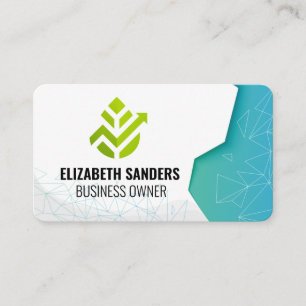 Carte De Visite Fintech Vert   Motifs Géométriques
