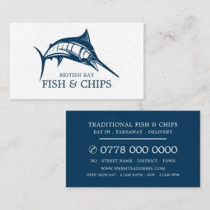 Carte De Visite Fish & Chip Shop Restaurant Publicité