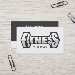 Carte De Visite Fitness élégant Dumbbell Typographie Fitness Train