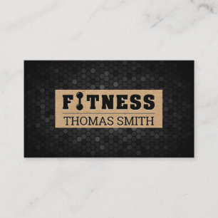 Carte De Visite Fitness   Géométrique noire   Papier Brown