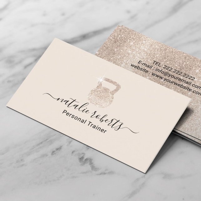Carte De Visite Fitness Ivory Kettlebell Logo Personal Trainer (Créateur téléchargé)