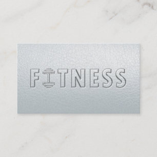 Carte De Visite Fitness Modern Gras Texte Dumbbell Blanc cuir