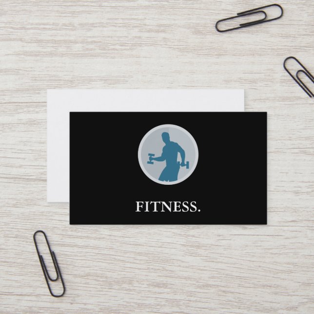 Carte De Visite Fitness Moderne Noir & Blanc (Devant/Arrière en situation)