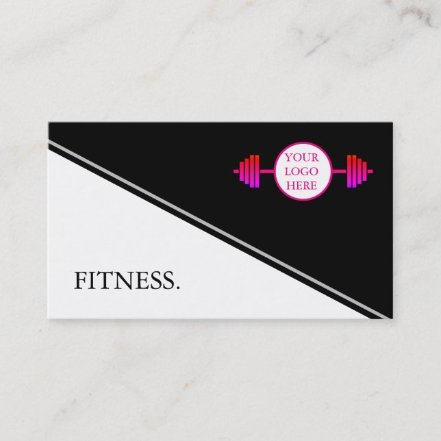 Carte De Visite Fitness moderne noir & blanc (Devant)