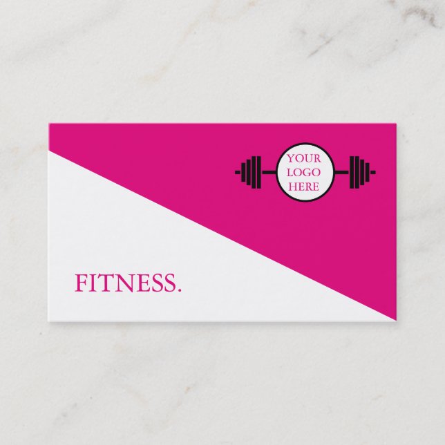 Carte De Visite Fitness moderne rose et blanc (Devant)