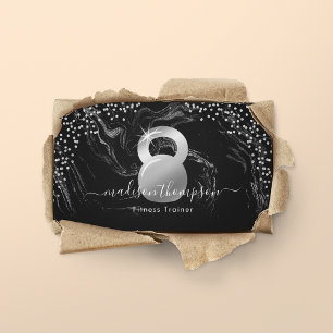Carte De Visite Fitness moderne Silver Black Kettlebell