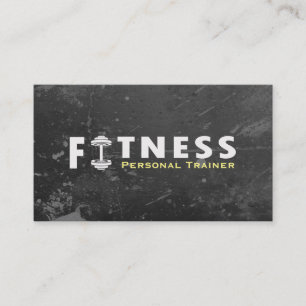 Carte De Visite Fitness Personal Trainer Bold Text Dumbbell Logo