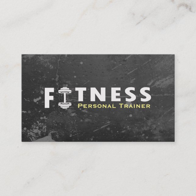 Carte De Visite Fitness Personal Trainer Bold Text Dumbbell Logo (Devant)