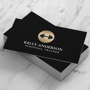 Carte De Visite Fitness Personal Trainer Classy Black & Gold