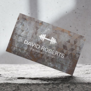 Carte De Visite Fitness Personal Trainer Géométrique Grunge Metal