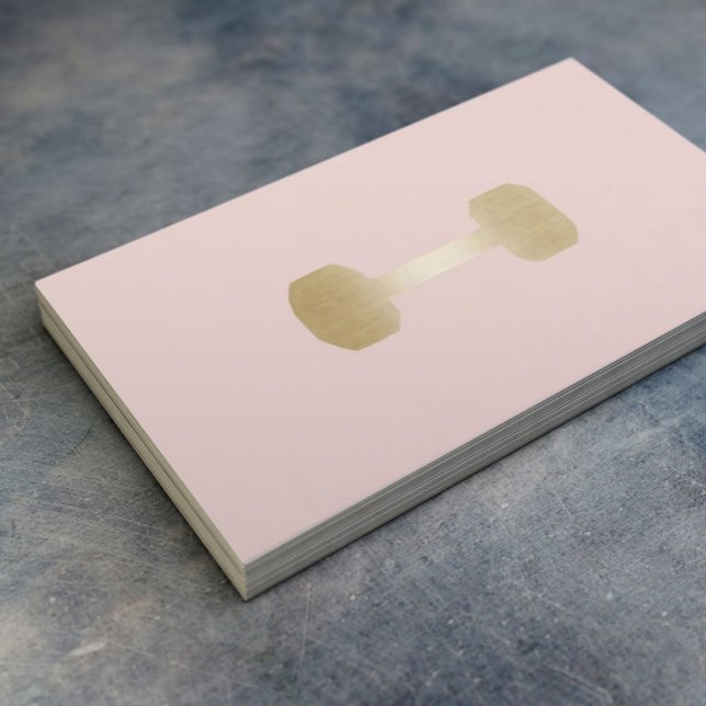 Carte De Visite Fitness Personal Trainer Gold Dumbbell Blush Rose (Créateur téléchargé)