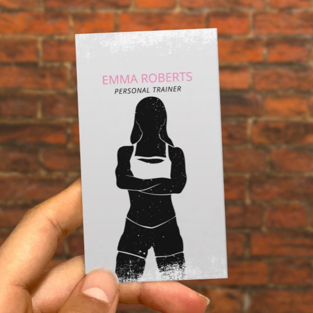 Carte De Visite Fitness Personal Trainer Grunge Fit Girl (Créateur téléchargé)