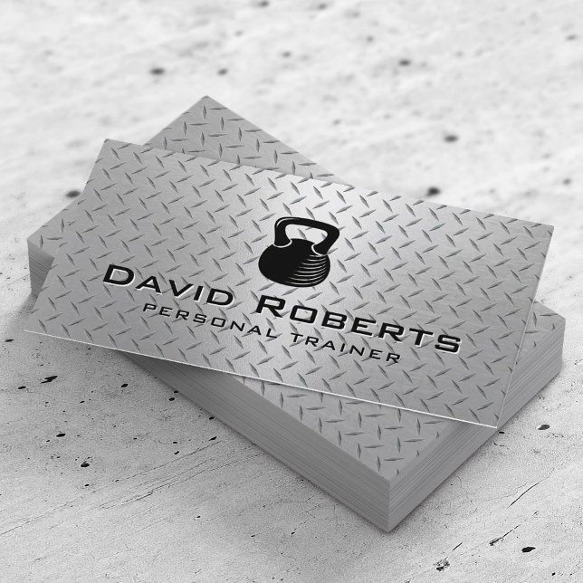 Carte De Visite Fitness Personal Trainer Moderne Metal Arrière - p (Créateur téléchargé)