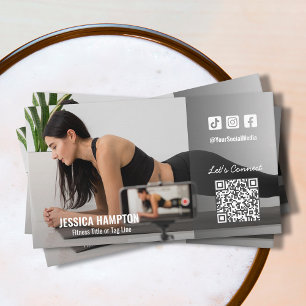 Carte De Visite Fitness Social Media QR Code Photo