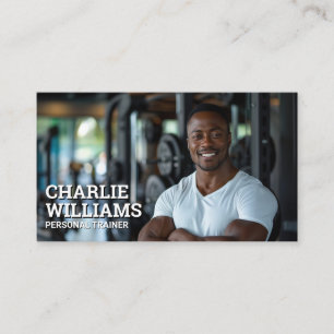 Carte De Visite Fitness Train Smiling en salle de gym