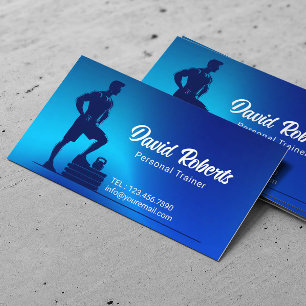 Carte De Visite Fitness Trainer Gym Coach Modern Blue