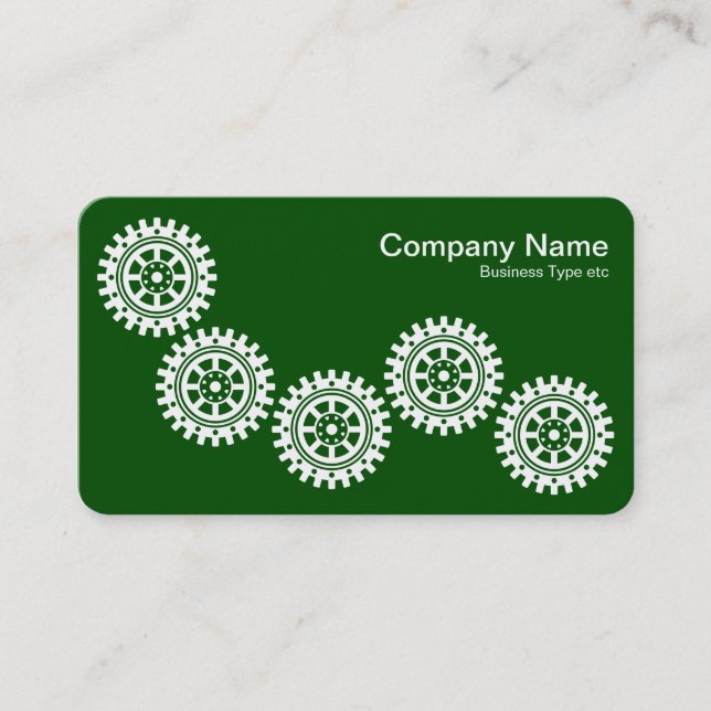 Carte De Visite Five Gears II - Blanc sur Vert foncé - Gris Retour (Devant)