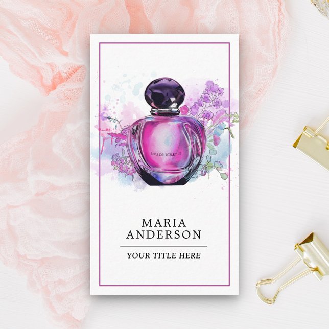 Carte De Visite Flacon de parfum aquarelle violet (Créateur téléchargé)