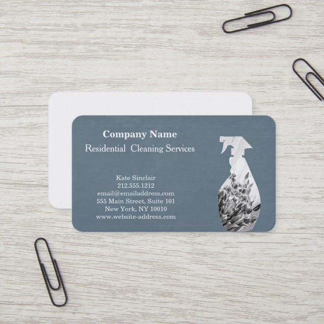 Carte De Visite Flacon de pulvérisation de service de nettoyage pr (Devant/Arrière en situation)